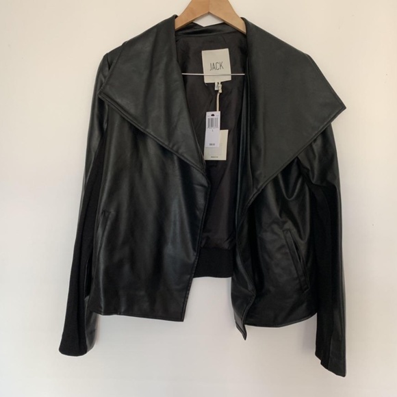 NWT Black Faux Leather Jacket (L) - Picture 3 of 6